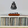 Wanduhren, Vintage, Dampflokomotive, schwarze Musik, leise, Quarzuhr, Zug, Modellbau, Gleis, Eisenbahnrekord