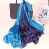 Sarongs Design marque de luxe solide soie été écharpe dégradé Dip dye femmes musulman Hijab châle Long doux enveloppement 230407
