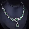 Vintage Chocker Necklace Lab Emerald 925 Sterling Silver Party Wedding Hangers ketting voor vrouwen Bruidsbetrokkenheid sieraden