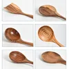 Teak Wood Tableware Spoon Colander Long Handle Wooden Non-Stick Special Cooking Spatula Kitchen Tool Utensils Kitchenware Gift DBC J0407