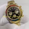 2 stile vero cronografo orologio cronografo maschile 40mm 116595 quarzo crono giallo oro oro nero arcobaleno diamante movimenti da uomo 116598 orologi sportivi da polso