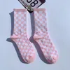 Men's Socks Checkerboard Plaid Tide Street European And American Brand In The Tube College Wind Skateboard Sports Men's