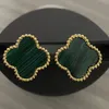 Projektanci Vanly Cleefly Clover Jewelry Vintage 4/Four Leaf Clover Clover Studs Back Mother-of-Pearl Srebrna moda 18K Gold Agat For Women Girls
