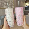 Water Bottles Creative Large Capacity Straw Cup Net Red Foam Double Layer Crushed Ice Fashion Plastic Couple Suction