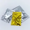 200Pcs Resealable Gold Aluminum Foil Packing Bags Valve locks with a zipper Package For Dried Food Nuts Bean Packaging Storage Bag Oldgn