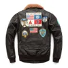 Mäns jackor Air Force G1 Flight Jacket Tjockning quiltad jacka Toppskikt Ko Läderjacka Men Coat Winter Jackets M212 231107