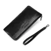 Wallets Mens Long Wallet Clutches Cell Phone Holder Purse Soft Real Leather Zipper Large Capacity With Wrist Strap