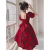 Ethnic Clothing Elegant Short Sleeve Celebrity Toast Women Burgundy Wedding Dress Ball Prom Formal Party Gown Vestido