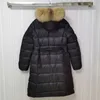 Gänsedaunenjacken Damen Winter Daunenmantel Lange Parkas Hoodies Fuchspelzkragen Schwarze Pufferjacke Oberbekleidung Mantel Dick Warm