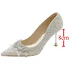 Dress Shoes Luxurious Crystal-fringed Bridal For Women With Pointy Toes Pump Gloss In Rhinestone Stilettos