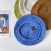 Berets 20% Angora Fur Wool Knitted Beret Women's Korean Version Candy Color Versatile Autumn And Winter Painter Hat