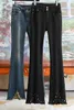 Damesbroeken Vintage Fringe Slanke Zwarte Flare Jeans Dames 2023 Vier Seizoenen Mode Drape Casual Street chic Koreaanse stijl Eenvoudig Denim