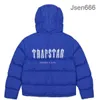 トラップスタージャケットロンドンデザイナージャケットデコードされたフード付きフード付きアイスブルージャケット刺繍レタリングフーディーファーメンズ冬のコートセータージャケット