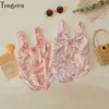 s Tregren Kleinkind Baby Mädchen Bademode Sommer Ärmellos Floral Shell Print Hohl Badeanzug Schwimmbad Frühling Badeanzug 230407