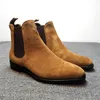 Moda İngiliz tarzı chelsea botlar erkekler ayakkabı klasik gündelik parti sokak günlük klasik slip-on sahte süet katı ayak bileği botları