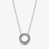 100% 925 Sterling Silver Logo Pave Circle Collier Necklace Fashion Women Wedding Egagement Jewelry Accessories299b