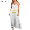 Casual Kleider Noisydesigns Euporean Stil Elegante Sommer Kleid Goldene Blume Frauen Spaghetti Strap Schulter Lange Ärmel Vestido Blau