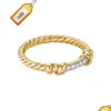 حلقات الفرقة Nagosa Classic 18K Gold Vermeil Tholesaler Sterling Sier Jewelry Cubic Zirconia wrap twist size حلقة تسليم DHMTV