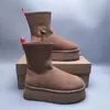 Vinterklassiker ultra mini stövlar kvinnor snö boot ankel plattform kort päls fårskinn tasman tazz kastanj sand senap frö beige australisk vinter grå grön grön