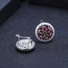 Hoop Earrings Brand Genuine Luxury Real Jewels Zhongxi Jewelry Natural Stone Inlaid With Red S925 Silver Crystal High Quality