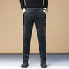 Men's Pants Autumn Winter Corduroy Business Fashion Elastic Regular Fit Thick Stretch Black Khaki Grey Casual Trousers Male