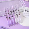 12pcs/lot Cartoon Kuromi Gel Pen Kawaii Kuromi Cinnamoroll Stationery 0.5mm Black With Hook Office Write Cute Pens 2956