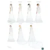 Bridal Veils Lace Edge 3D Flower Tulle Cathedral Wedding Veil Long Veu De Noiva 2M 3M 5M In Stock