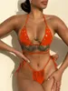 Vrouwen Badmode 4 Kleur Wrap Around Hollow Out Halter Bikini Vrouwen Vrouwelijke Badpak Tweedelige Set Bader Badpak zwemmen