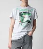 23SS Zadig Voltaire Designer T shirt Summer Fashion Trend Slim Cotton Tee zv Green Guitar White Ink Digital Print Women Round Neck Short Sleeved Polos T-Shirt Tide Tops