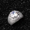 Luxury Design Jewelry Hip Hop Iced Out Mens Big Zircon Rings Gold Silver Plated Mens Finger Rings