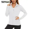 Kvinnors t-shirt tacvasen upf 50sunscreen Summer Shirt Women's Long Sleeve Shirt Full Zip Casual Jacket dragkedja Pocket Golf Sports Top 230407