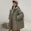 Huangzheng – manteau chaud épais à capuche mi-long en duvet de canard blanc pour femme, nouvelle collection hiver 2023