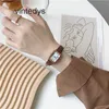 Vrouw quartz horloge ontwerp merk internet beroemdheid stijl student riem horloge voor vrouwen met eenvoudig temperament vierkant compact en voortreffelijk