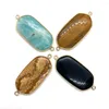 Pendant Necklaces Ovxxons 1 Pcs Natural Stone Turquoise 23x53mm Oval Painted Double Hole Connector DIY Accessories