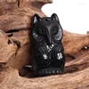 Pendant Necklaces Obsidiantm Charming Chinese Handwork Black Obsidian Hand-Carved Lucky Amulet Necklace Woman Man's Jewelry Charm