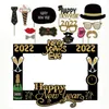 Party Decoration Happy Year 2023 Po Booth Props Cheer Black Gold Frame Gifts for Family Friends