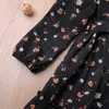 Girl's jurken Interessante beer meisje jurk herfst herfst bloemen met lange mouwen prinses jurk kinderkleding vlinder stropdas kinderjurk 2-6y 230407