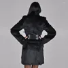 Manteaux d'hiver en fourrure pour femmes, manteau en Faux cuir épais, peau de mouton noire, doublure féminine, vison doux, Casaco Feminino