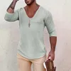 Camisolas masculinas 2023 casual manga longa malha fina estilo masculino primavera outono roupas sólidas decote em v tricô pulôver malha tops