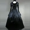 Retro gótico vitoriano histórico feminino vestido de festa preto gola quadrada babados masquerade princesa vestidos de baile traje para 2023