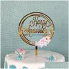 Other Festive Party Supplies Color Printing Flower Acrylic Cake Card Insertion Happy Birthday Christmas Wedding Plugin Decorati Dhvt1