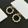 Proste 18K Gold Plate 925 Srebrna luksusowa marka projektanci list Lett Stud Geometryczne słynne kobiety Crystal Rhinestone Pearl Long Earring Party Wedding Partia 20style styl 20