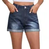 Frauen Jeans Jeans Denim Shorts Frauen plus Größe mit mittlerer Taille gefalteter Saum zerrissen Jean Womens High Woman Hosen 2023 Vaqueros