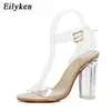 top Frauen Knöchelriemen Sandalen Plexiglas High Heels PVC Klarer Kristall Prägnante Klassische Schnalle Mode Schuhe Größe 35-42 230306