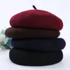 Bérets laine hiver femmes Style français bonnet chaud chapeau citrouille Vintage béret couleur unie dame élégante toutes les casquettes d'automne assorties