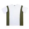 Novo verde ombro listra splice branco masculino feminino algodão t o pescoço oversize carta logotipo manga curta tshirt