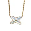 Letter X Mother of Pearl Pendant Necklace Light Luxury Designer Cross Necklace Women's Christmas Gift
