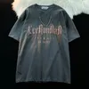 Mens Tshirts Pamuk Kısa Kollu Tshirt Erkekler ve Kadınlar Tasarım Büyük boyutlu kolye gevşek yuvarlak boyun köpük harf çift harajuku 230406