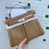 Luxury Handbags Lakis 32cm Swift Leather 2023 New Genuine Leather Women's Bag with Double Pocket Zipper Handheld One Shoulder Diagonal Cross Fashion Button