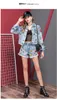 Women's Suits Blazers S 5XL 2 Pcs Women Spring Autumn Denim Embroidery Harajuku Coat Tops Appliques Oversized And Skirts Clothing Sets SY044 231107